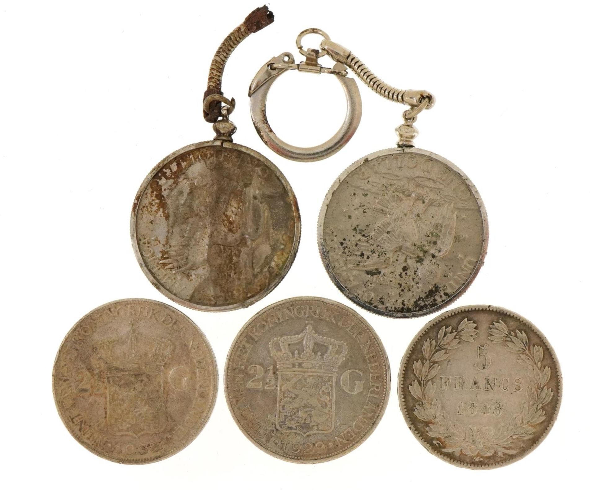 Foreign coinage, some silver comprising 1848 five francs, two American dollars and two and a half - Image 2 of 2