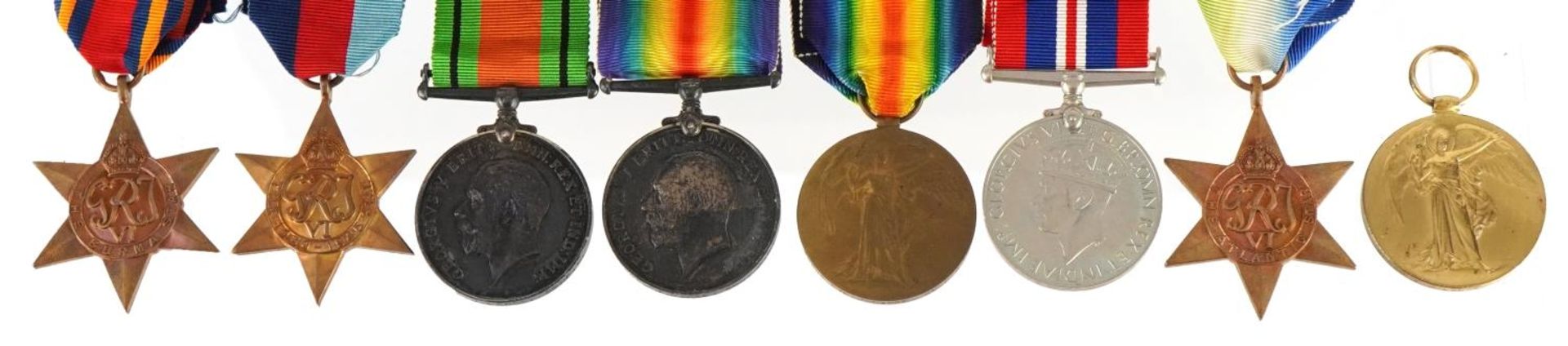 British military World War I and World War II family medals comprising two World War I pairs awarded - Image 2 of 7