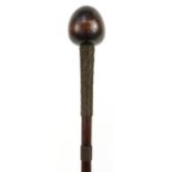 African Zulu warrior hardwood throwing stick with wire bound handle, 79cm in length For further