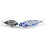 Two Murano style glass fish, the largest 48cm in length For further information on this lot please