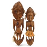 Two tribal interest Sepik River carved wood ancestral figures, the largest 41cm high For further