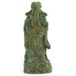 Chinese jade style figure of an elder holding a sceptre, 20cm high For further information on this