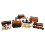 Antique and later games including turned wood chess sets and bone and ebony Dominoes For further