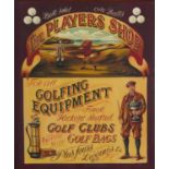 The Player's Shop, golfing interest print in colour, framed and glazed, 60cm x 49.5cm excluding