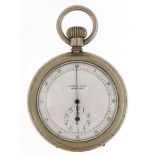 Jockey Club, white metal open face Jockey Club stopwatch with enamelled dial, the movement marked