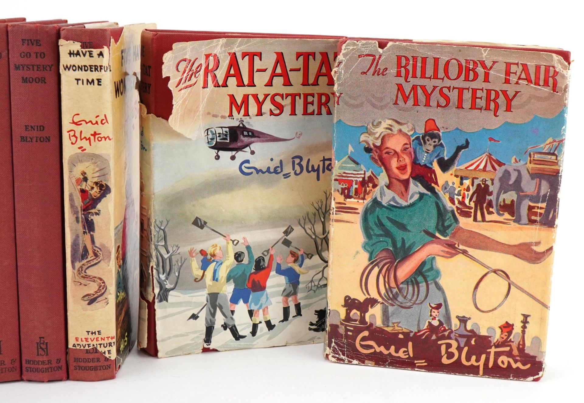 Eight vintage Enid Blyton hardback books, three with dust jackets, including Five Have a Wonderful - Image 3 of 4