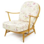 Ercol Windsor 203 light elm armchair with lift off cushions,, 80cm high For further information on