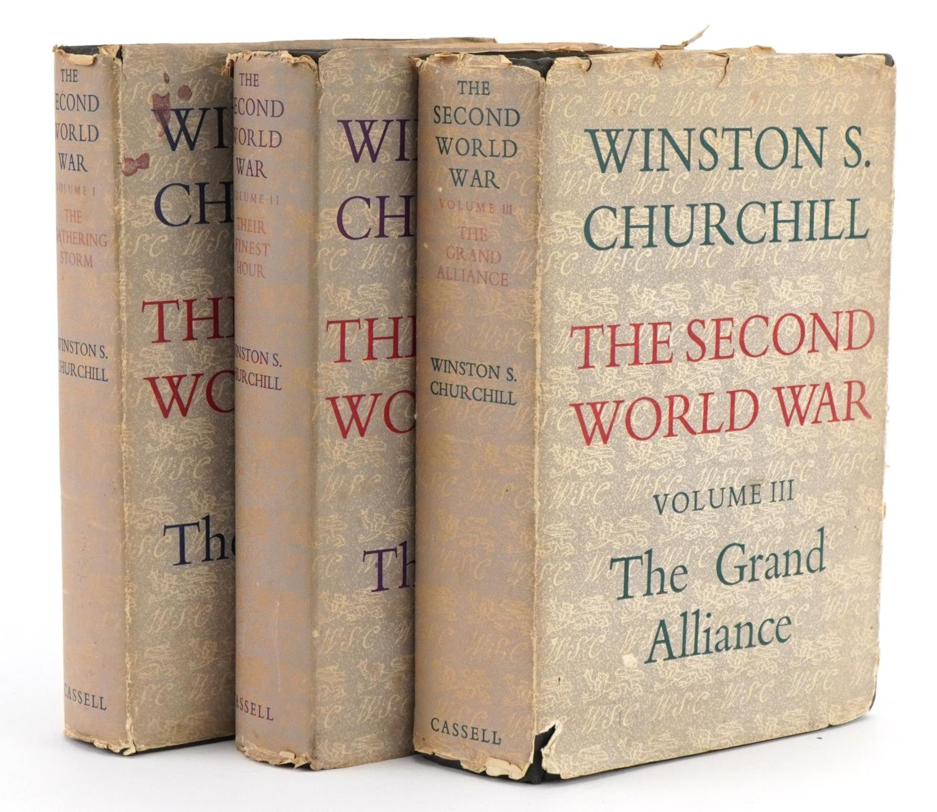 The Second World War, three hardback books with dust jackets by Winston Churchill comprising volumes