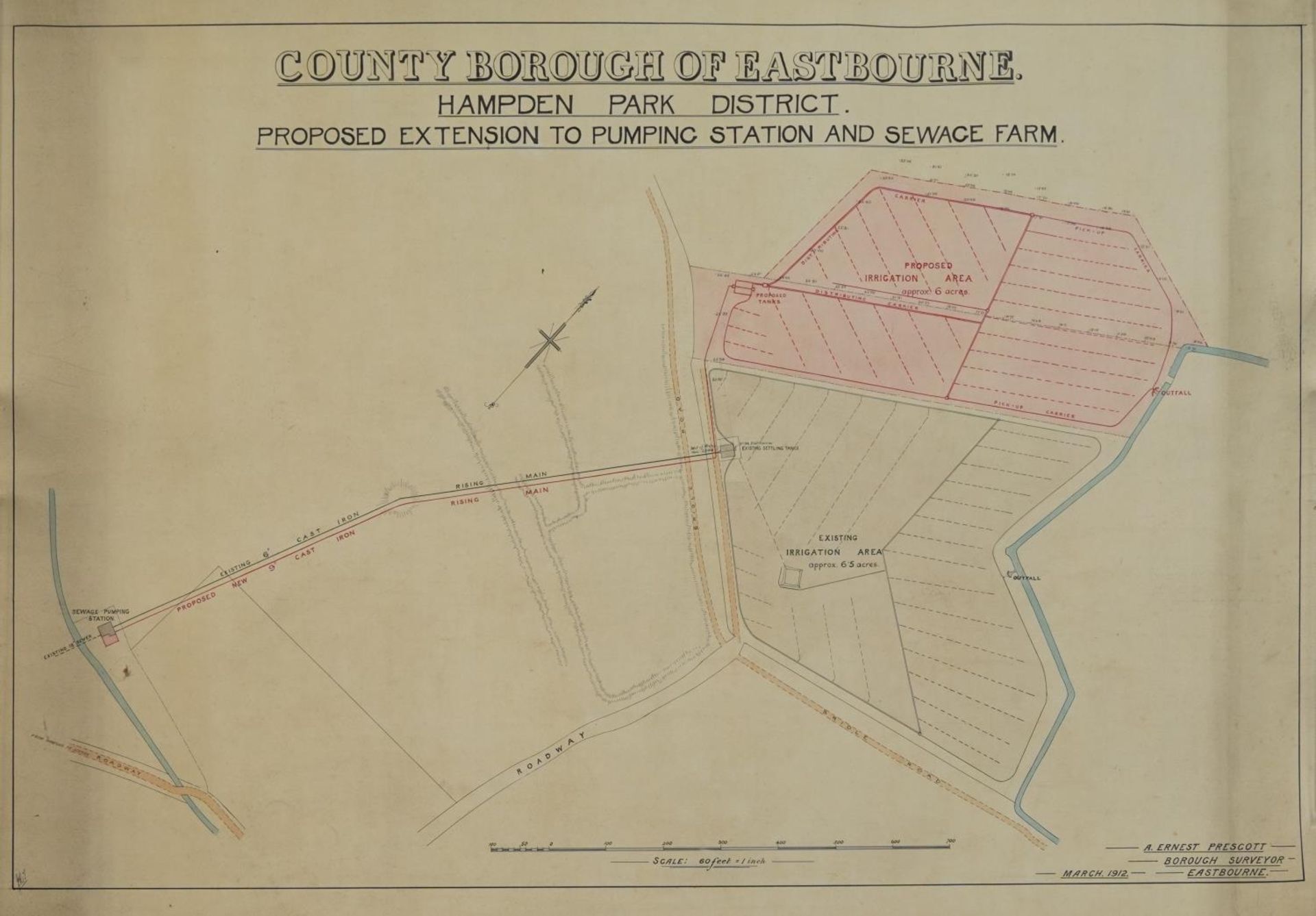 Six Eastbourne Borough canvas road plans, Rear of Gore Park Road, cross sections, alternations to - Image 7 of 14