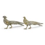 Pair of silver plated pheasants, each 28cm in length For further information on this lot please