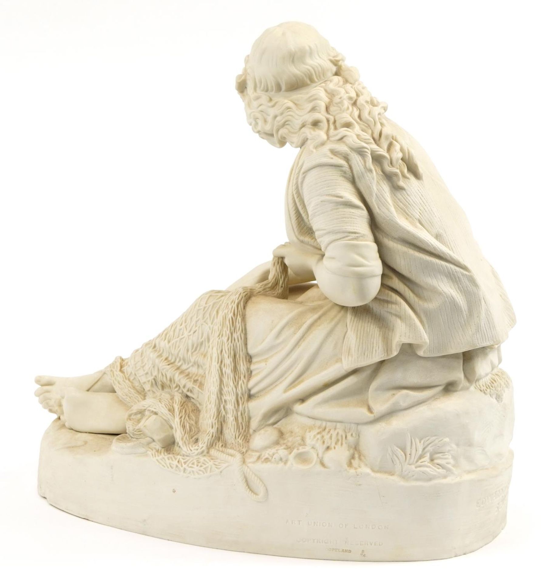 After Edward William Wyon, Victorian Copeland parian ware figure Mending the Net, produced for The - Image 3 of 6