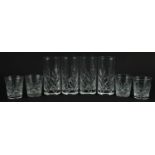 Two sets of four cut crystal glasses including Stuart, the largest 15cm high For further information
