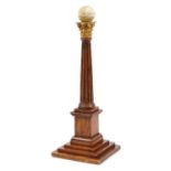 Victorian masonic oak Doric warden's column with globe terminal, 42cm high For further information