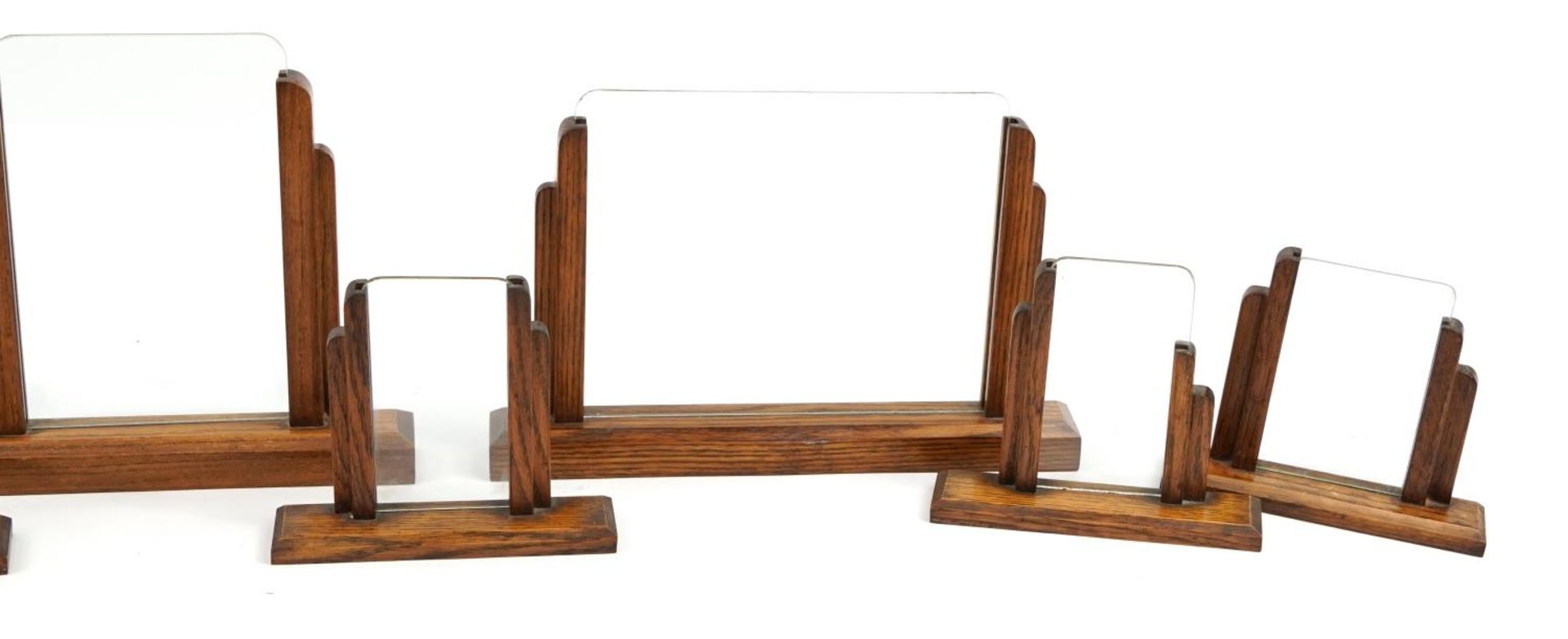 Eight Art Deco oak photo frames with glass inserts including two pairs, the largest 33.5cm wide - Image 3 of 3