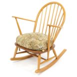 Ercol Windsor 470 light elm rocking chair, 84cm high For further information on this lot please
