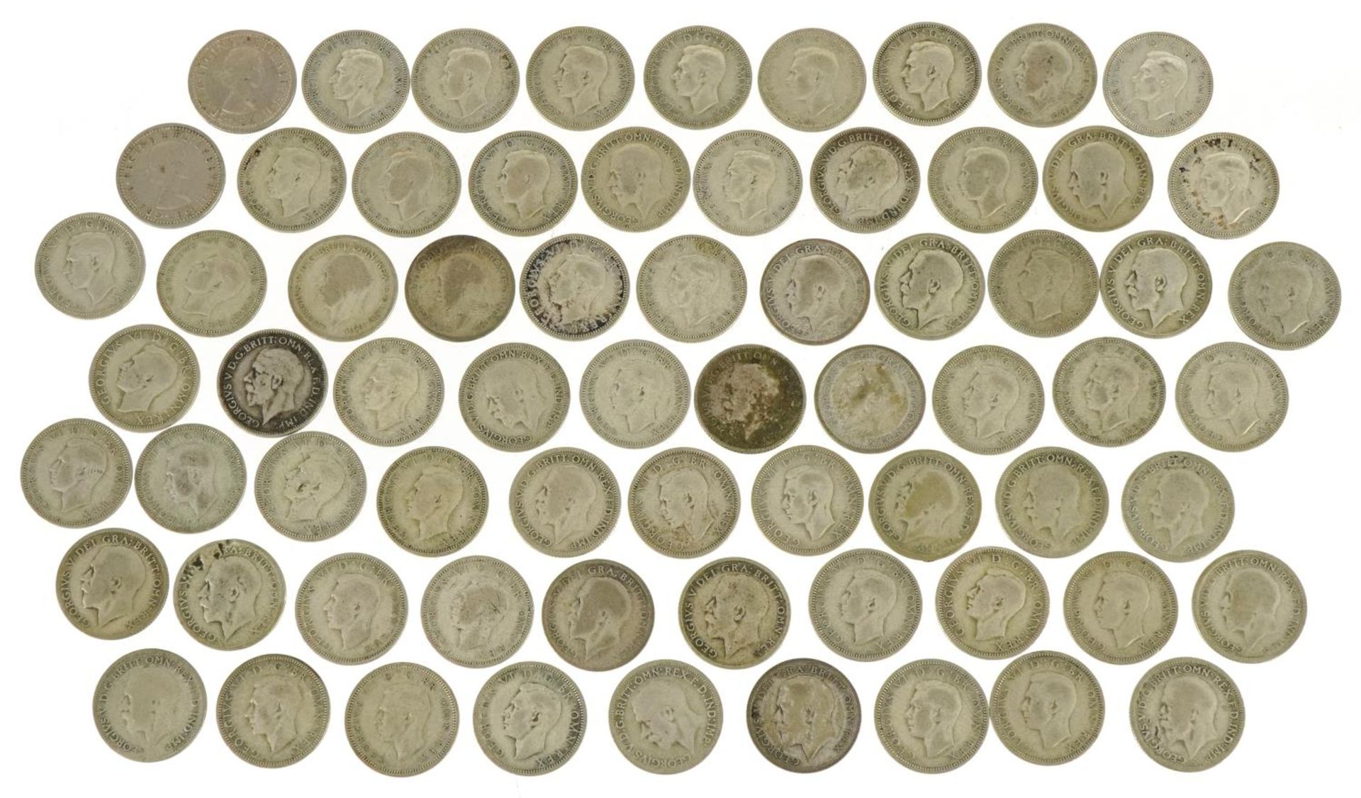 British pre decimal, pre 1947 sixpences, 187.5g For further information on this lot please contact