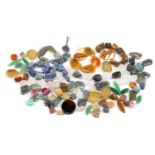 Polished gemstones and crystals including lapis lazuli, tiger's eye and fluorite For further