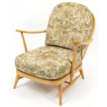 Ercol Windsor 203 light elm armchair with lift off cushions, 77cm H x 71cm W x 95cm D For further