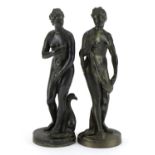 Two Italian Grand Tour style patinated spelter figures of nude females, each 17cm high For further