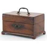 Georgian mahogany cash box with brass handle, 10cm H x 17cm W x 10cm D For further information on