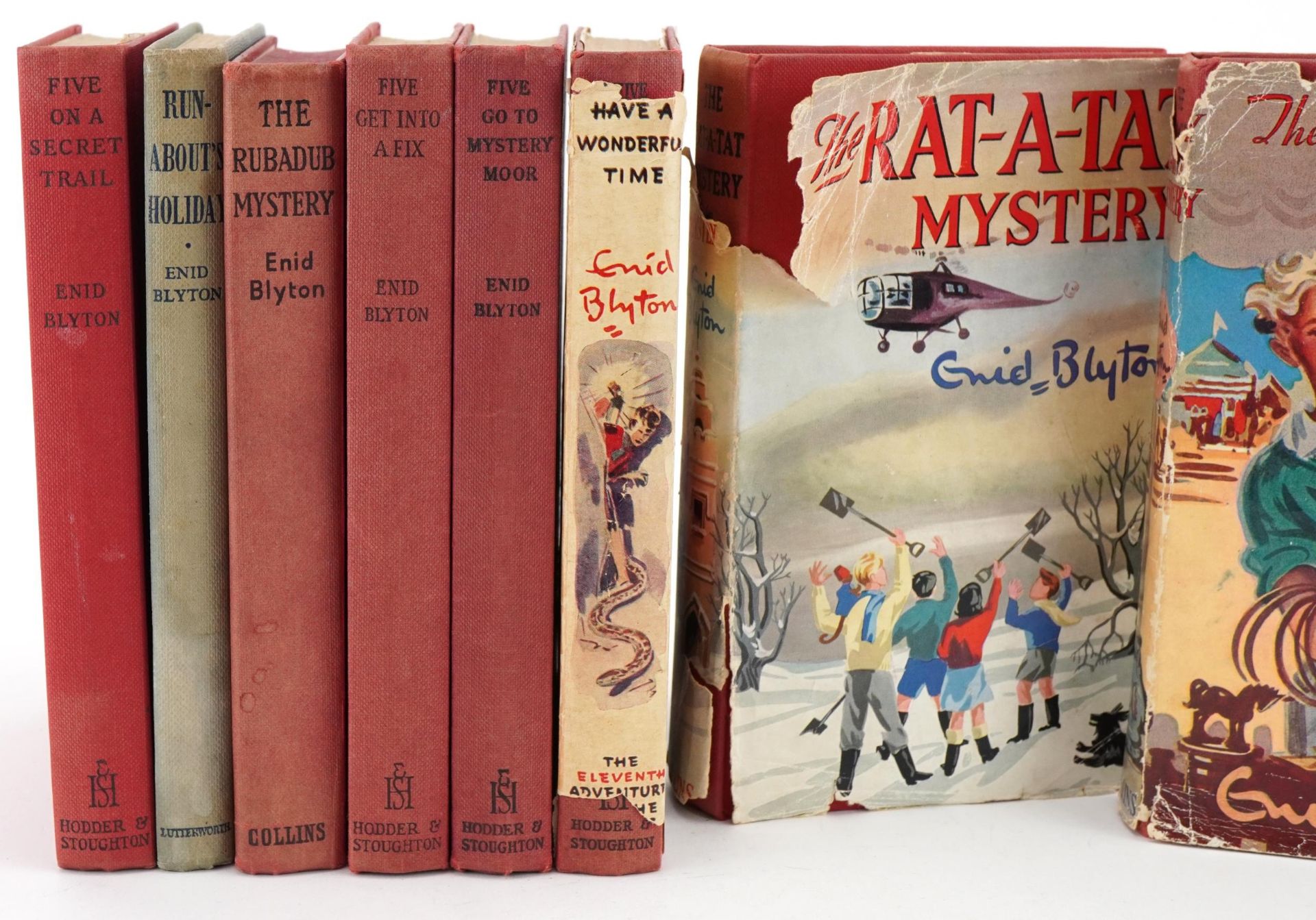 Eight vintage Enid Blyton hardback books, three with dust jackets, including Five Have a Wonderful - Image 2 of 4