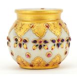 Egyptian style alabaster jewelled vase with gilded decoration, 8.5cm high For further information on