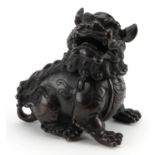 Chinese patinated bronze qilin incense burner with hinged head, 16.5cm high For further