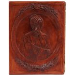 Turkish Ottoman terracotta plaque decorated with a sultan, 41cm x 30cm For further information on