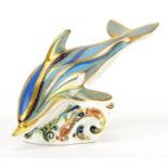 Royal Crown Derby dolphin paperweight, 18cm in length For further information on this lot please