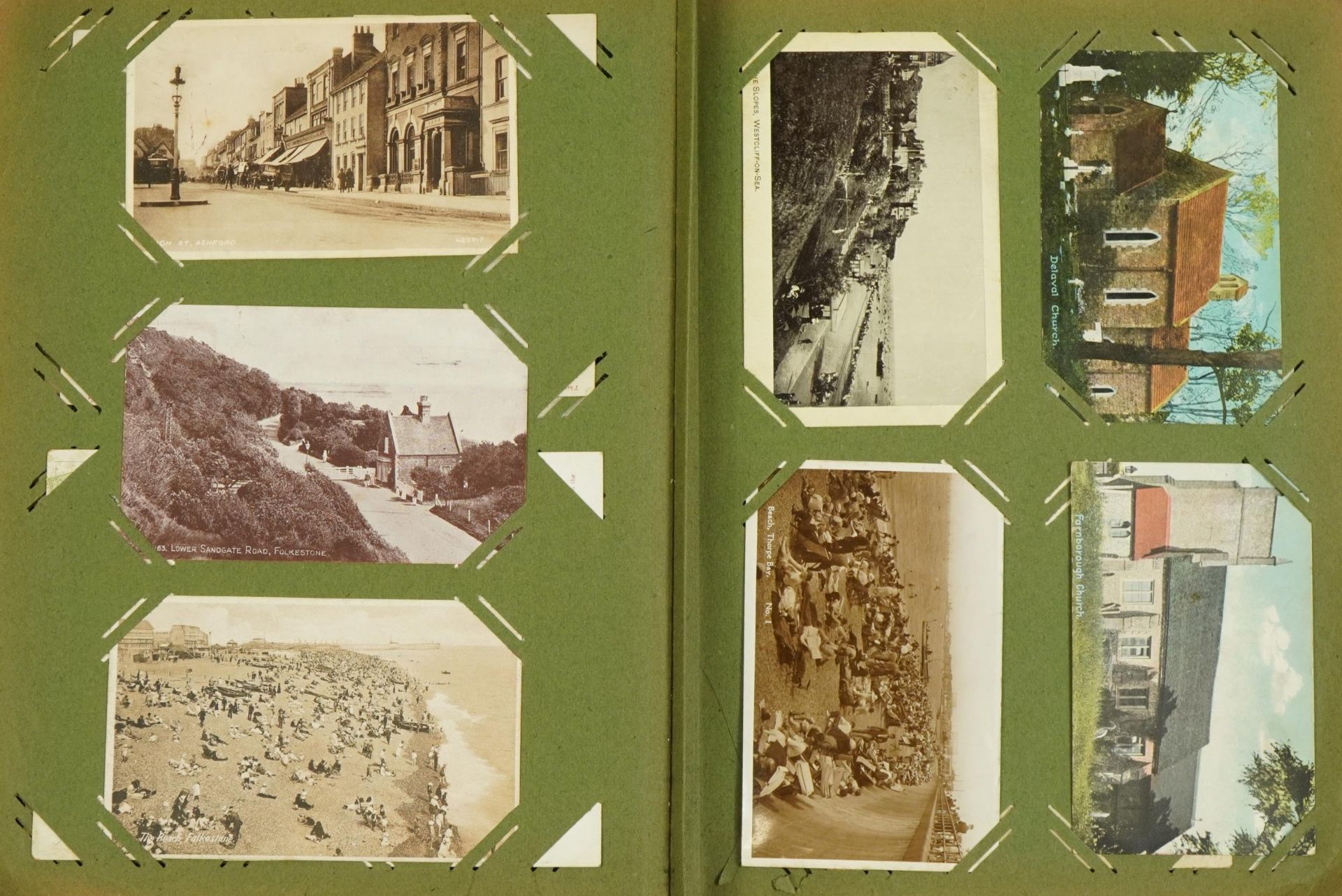 Good collection of Edwardian topographical and social history postcards arranged in an album, some - Image 6 of 19