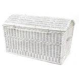 Wicked Wicker, large white painted wicker ottoman, 61cm H x 100cm W x 60cm D For further information