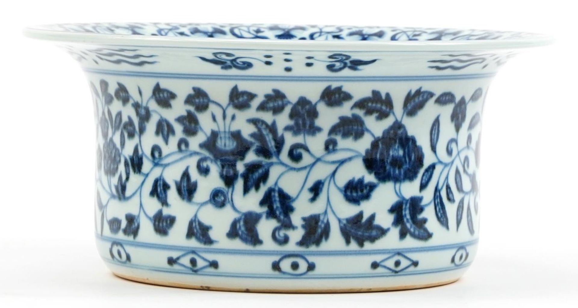 Chinese Islamic blue and white porcelain basin hand painted with flowers, 32cm in diameter For - Image 2 of 4