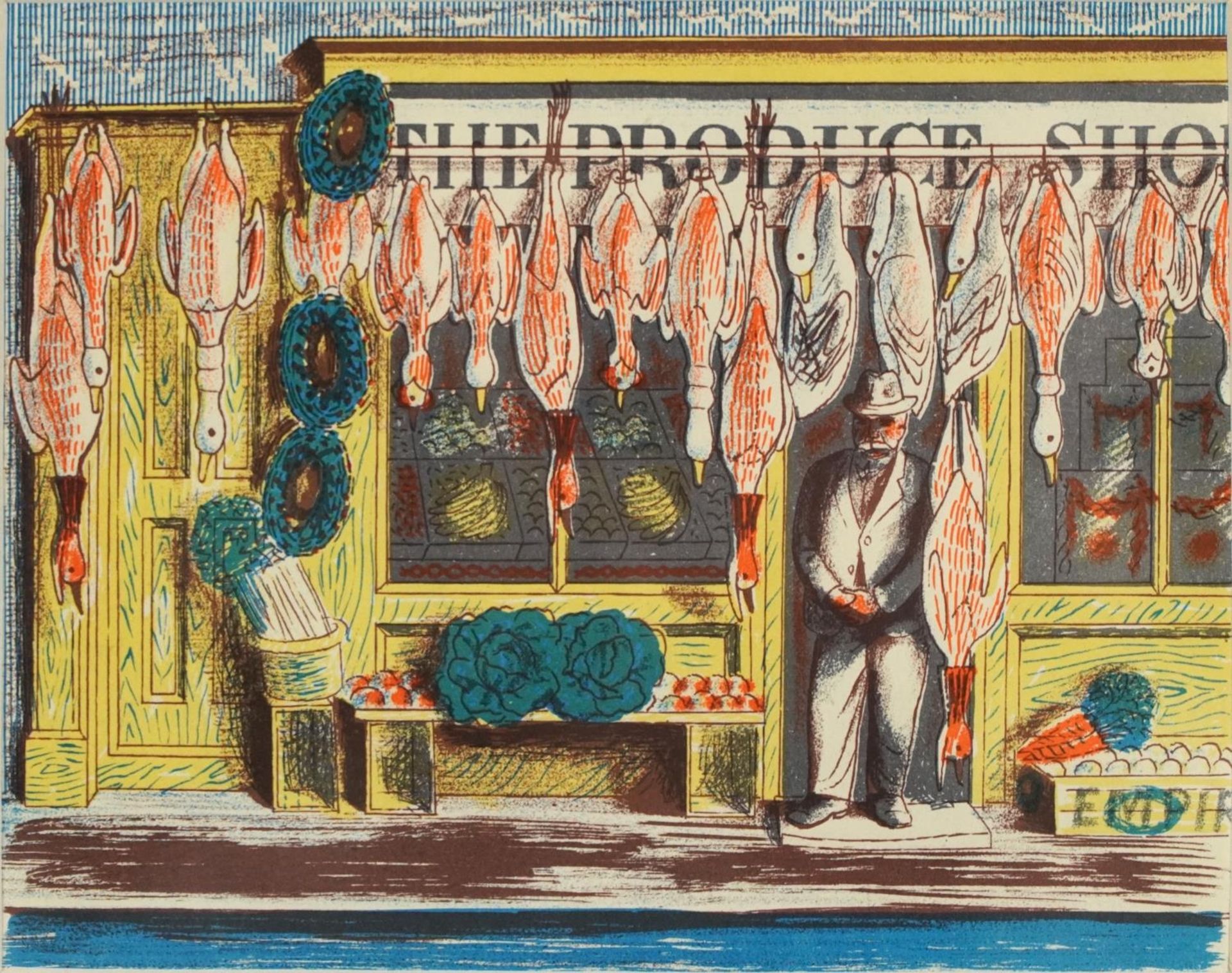 Edward Bawden - The Produce Shop, lithograph in colour, inscribed verso From Alphabet and Image 2