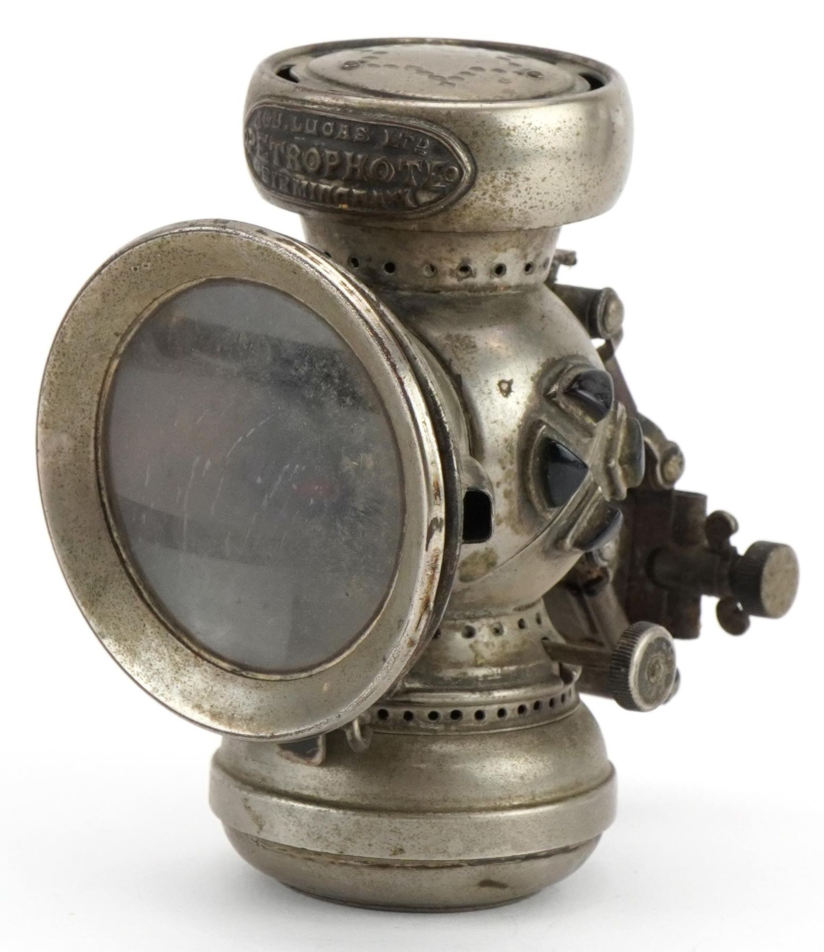 Vintage Jos Lucas Petrophote bicycle lantern, 13cm high For further information on this lot please