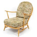 Ercol Windsor 203 light elm armchair with lift off cushions, 77cm H x 71cm W x 95cm D For further