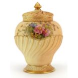Royal Worcester, Victorian blush ivory pot pourri lidded vase with pierced cover numbered 1720, 20.