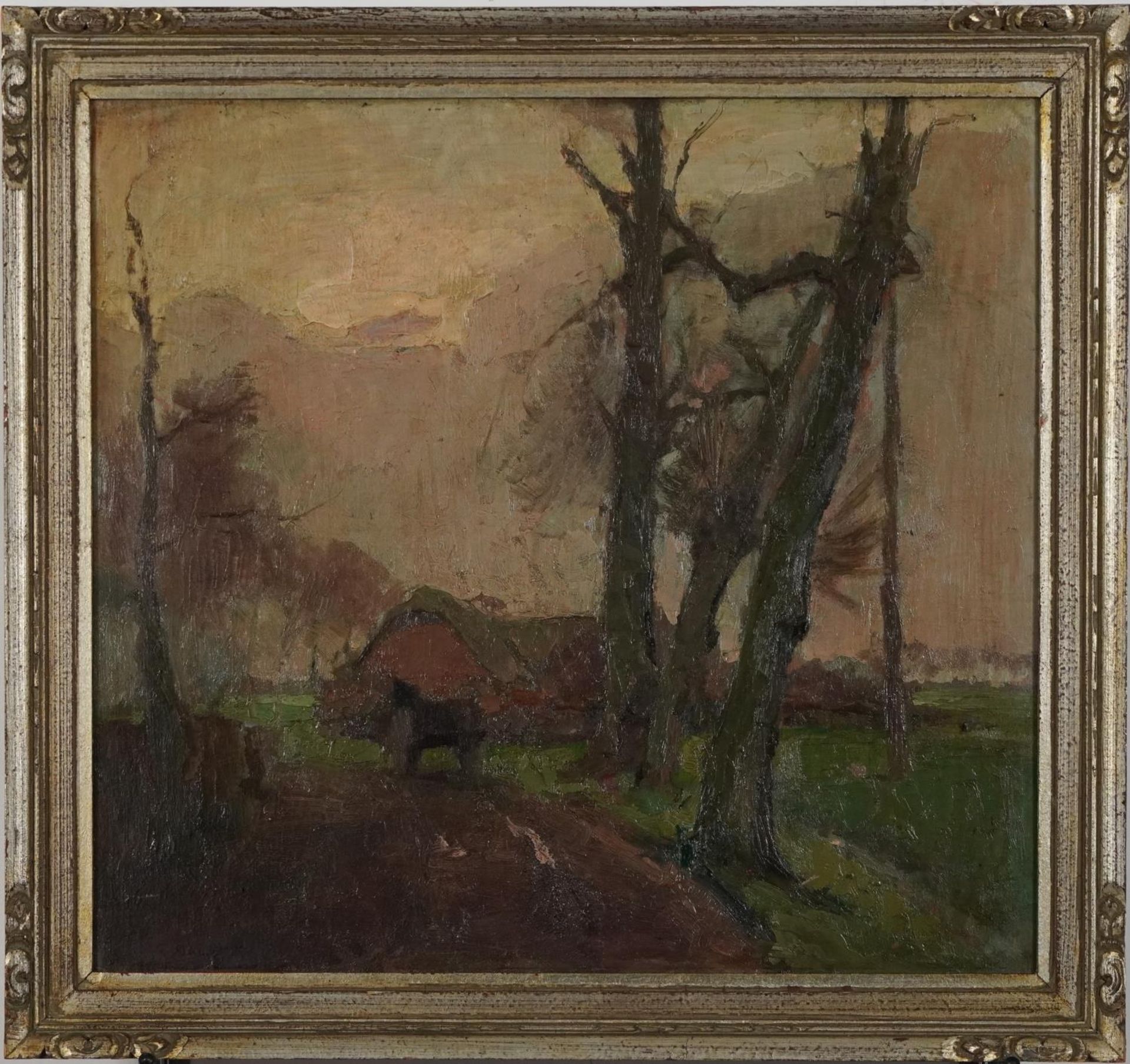 Rural landscape with horse and cart, continental school oil on board, mounted and framed, 50cm x - Image 2 of 6