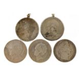 Foreign coinage, some silver comprising 1848 five francs, two American dollars and two and a half