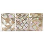Three Victorian mother of pearl and abalone calling card cases, each approximately 10.5cm high For