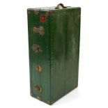 Vintage wooden bound steamer trunk with brass fittings, 33.5cm H x 102cm W x 56cm D For further