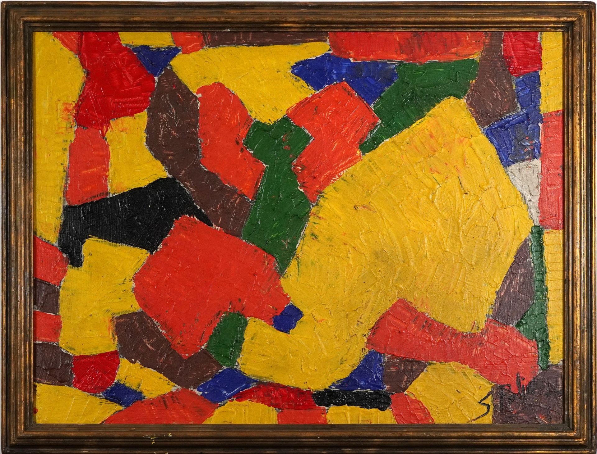 Abstract composition, geometric shapes, Russian school impasto oil on canvas, mounted and framed, - Image 2 of 4