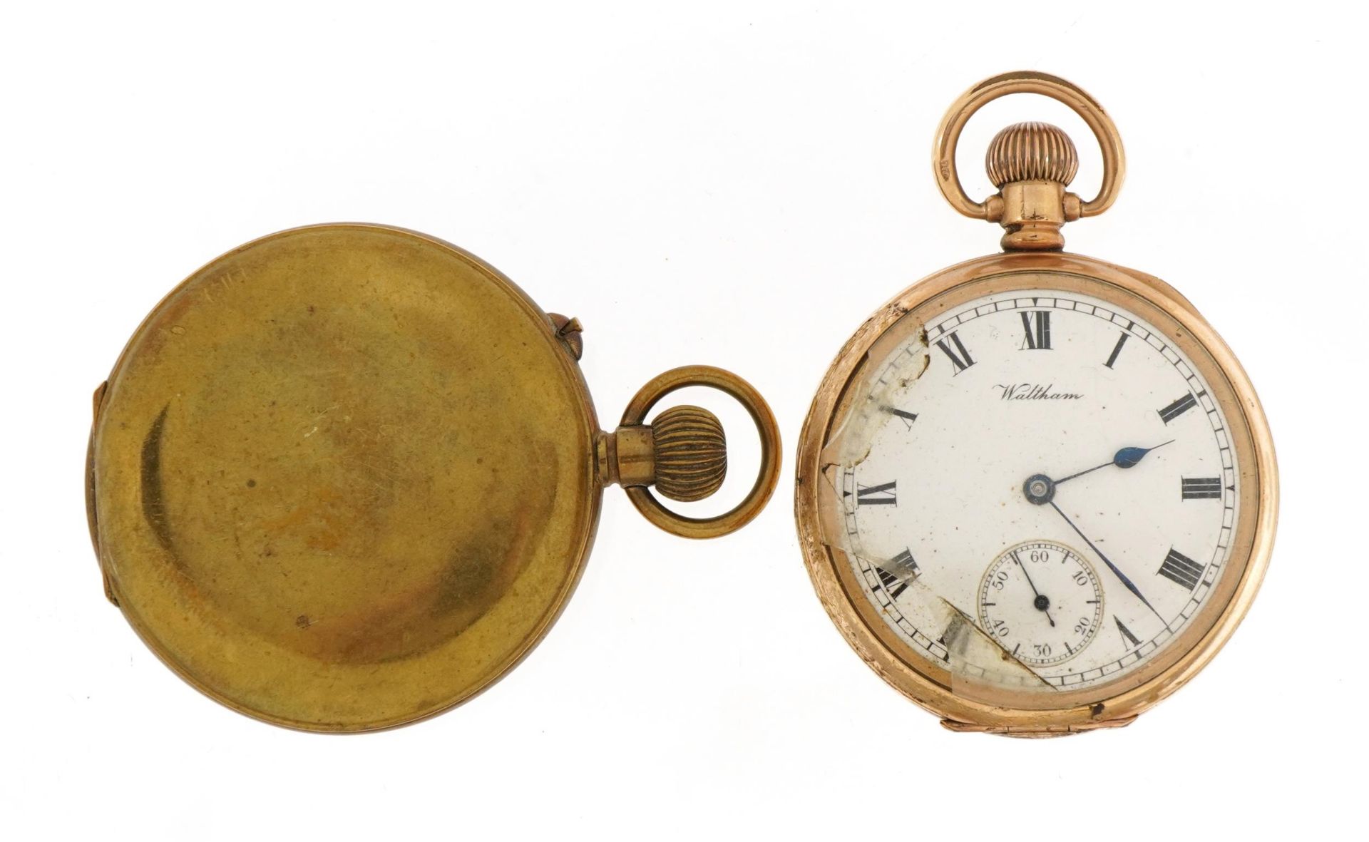 Two gentlemen's gold plated pocket watches comprising Waltham Traveller and full hunter Bentima, the - Bild 2 aus 7