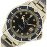 Rolex Tudor, Gentleman's Tudor Prince Oysterdate Snowflake Submariner wristwatch with blue bezel,