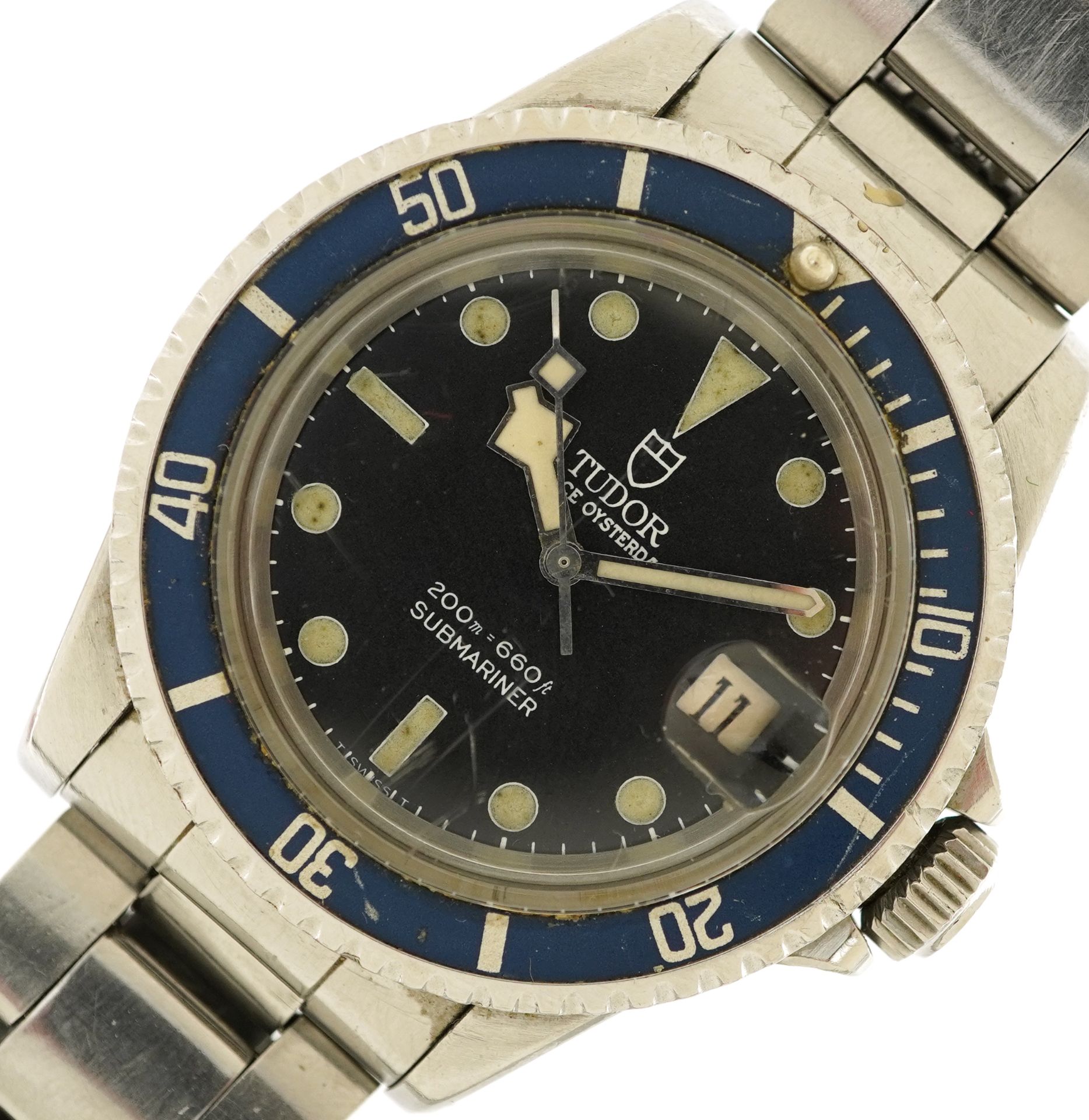 Rolex Tudor, Gentleman's Tudor Prince Oysterdate Snowflake Submariner wristwatch with blue bezel,