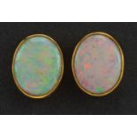 Pair of unmarked gold opal stud earrings, 1.6cm high, 4.4g : For further information on this lot