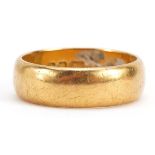 22ct gold wedding band, size P/Q, 8.2g : For further information on this lot please contact the