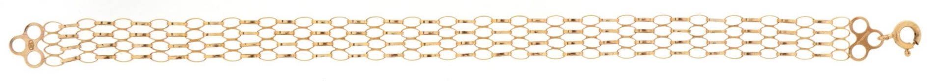 9ct gold four row gate link bracelet housed in an Elizabeth Duke box, 18.5cm in length, 2.9g : For - Image 4 of 8