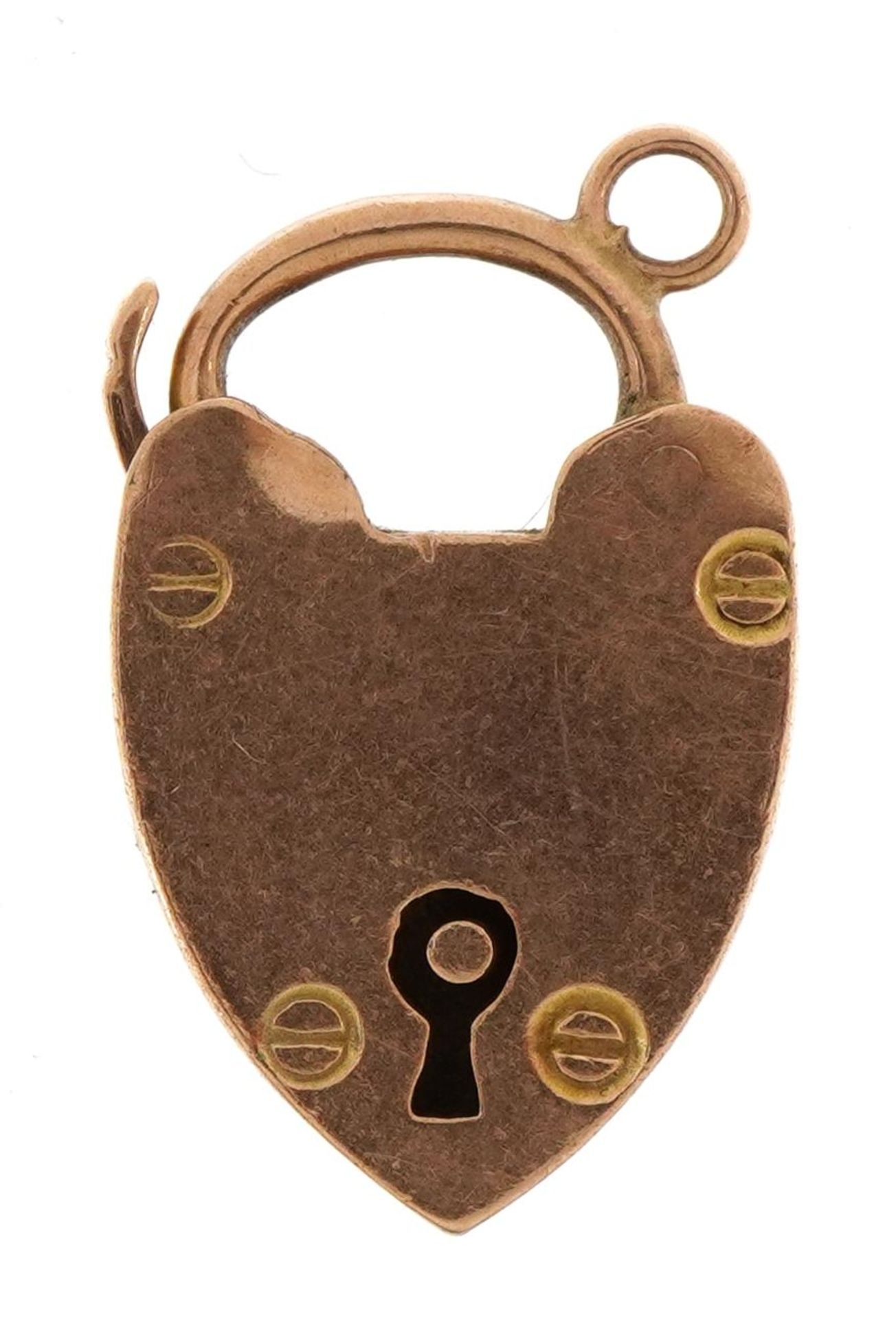 9ct rose gold love heart padlock, 2.1cm high, 1.9g : For further information on this lot please