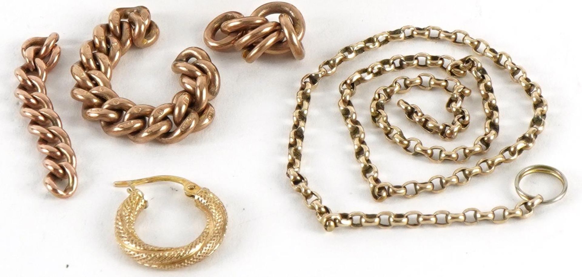 Edwardian and later 9ct gold jewellery including four studs and hoop earring and a yellow metal - Image 3 of 3