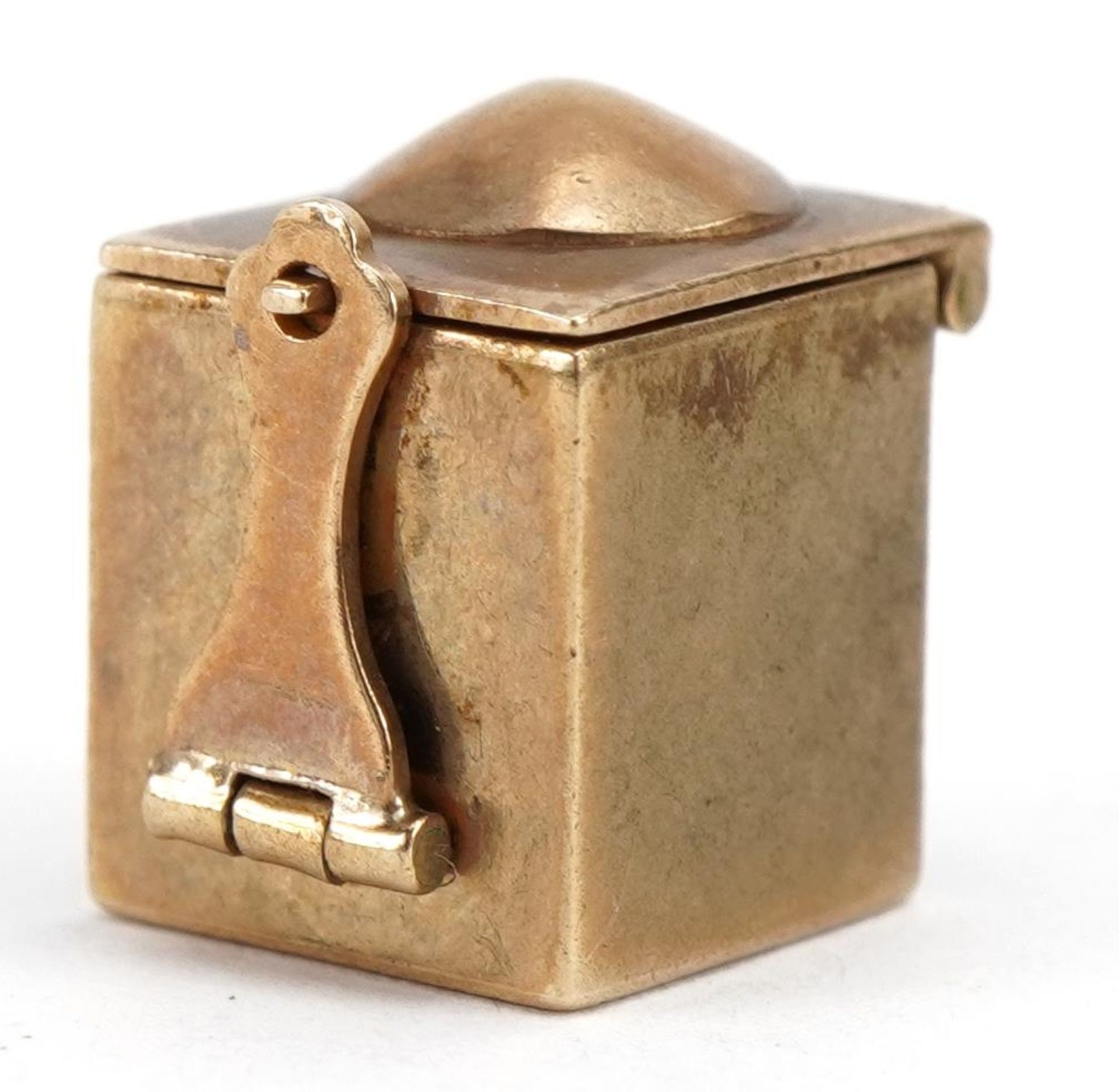 9ct gold and enamel Jack in the box charm, 1.2cm high when closed, 3.4g : For further information on